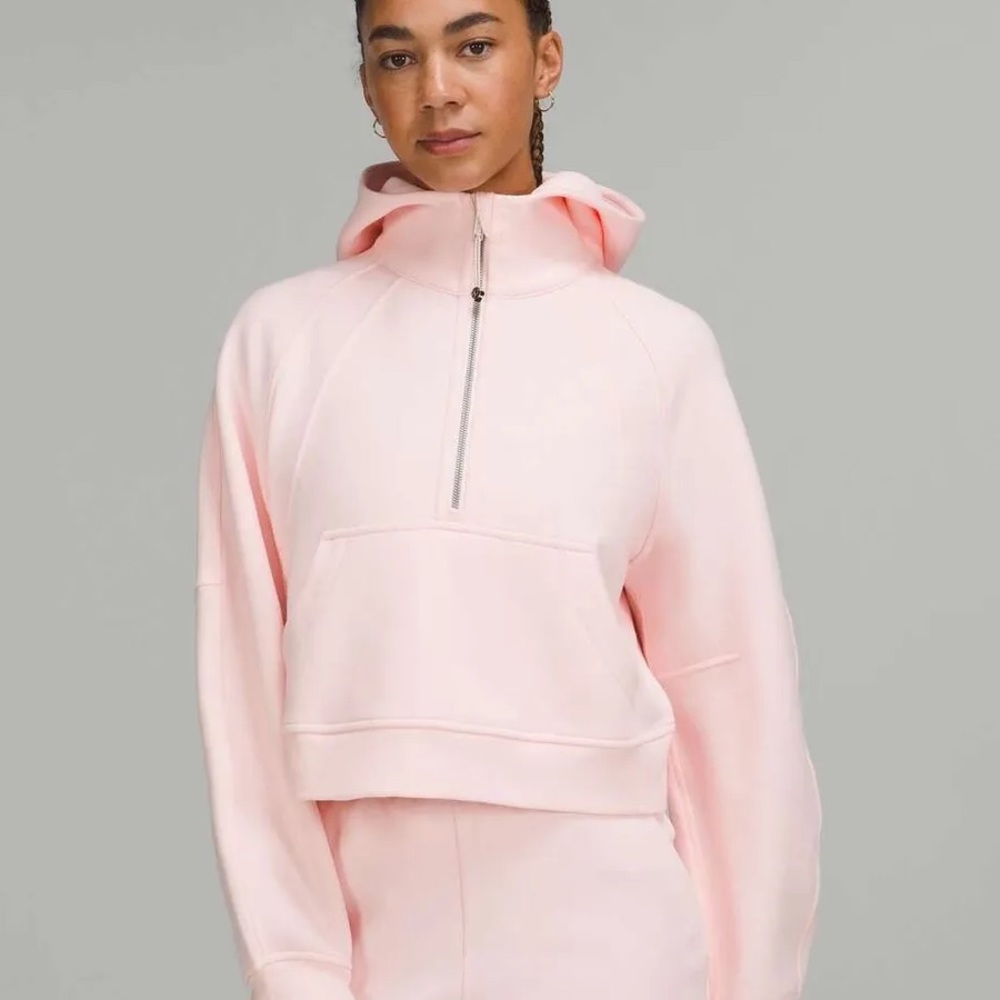 Strawberry Milkshake lululemon Cropped Scuba Hoodie half zip